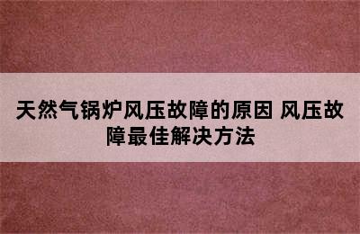 天然气锅炉风压故障的原因 风压故障最佳解决方法